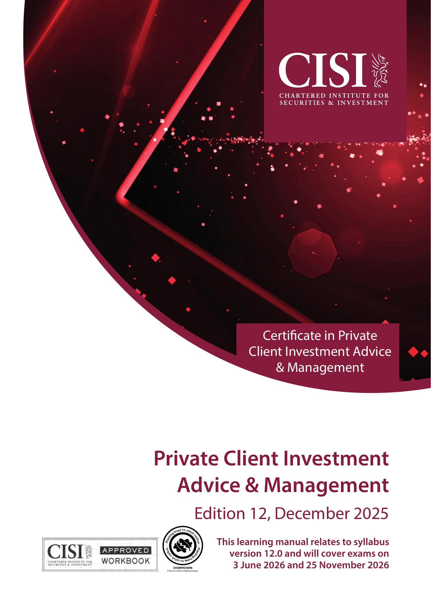 الاستشارات وإدارة استثمارات العملاء الأفراد (PCIAM) من CISI — غلاف الكتاب الرسمي