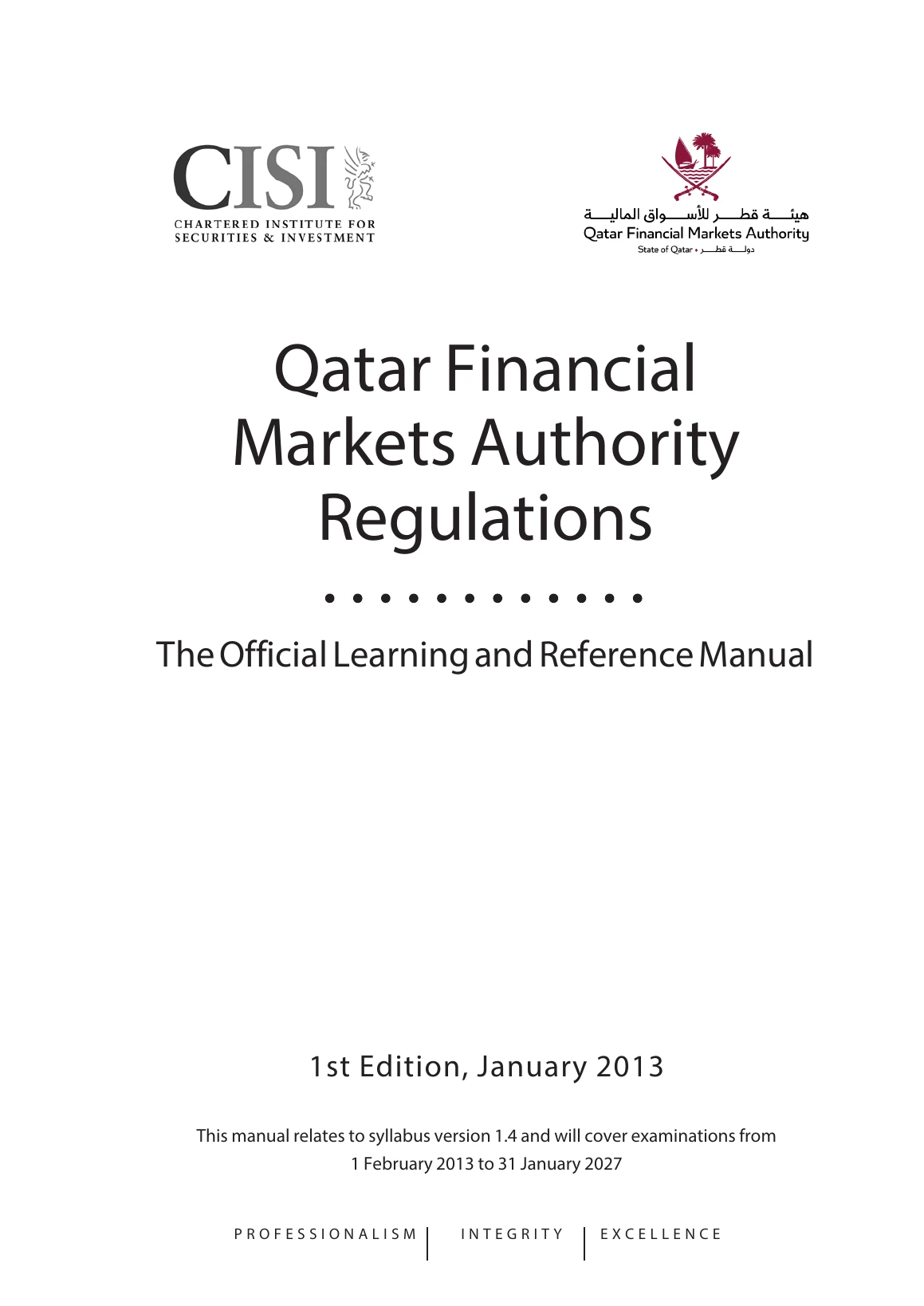 CISI Qatar Financial Markets Authority Regulations Official Workbook